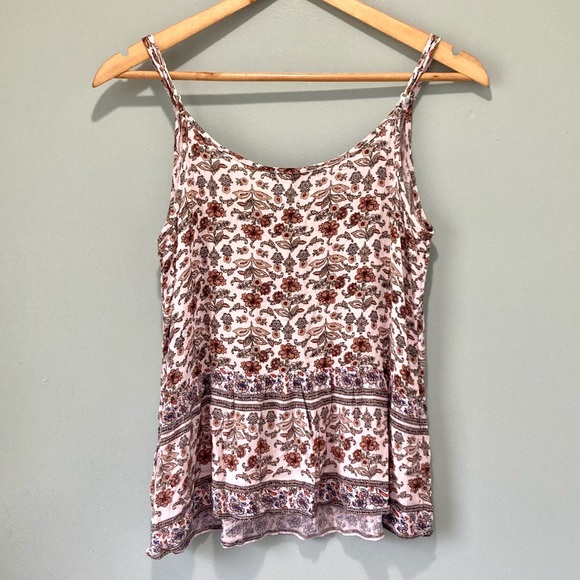 American Eagle Peplum Floral Lace-Up Collar Tank - Picture 5 of 5